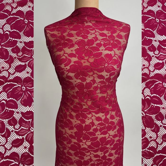 Florentina Stretch Lace - Cherry Red