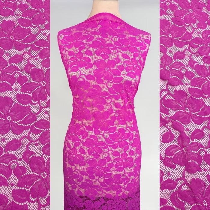 Florentina Stretch Lace - Electric Pink