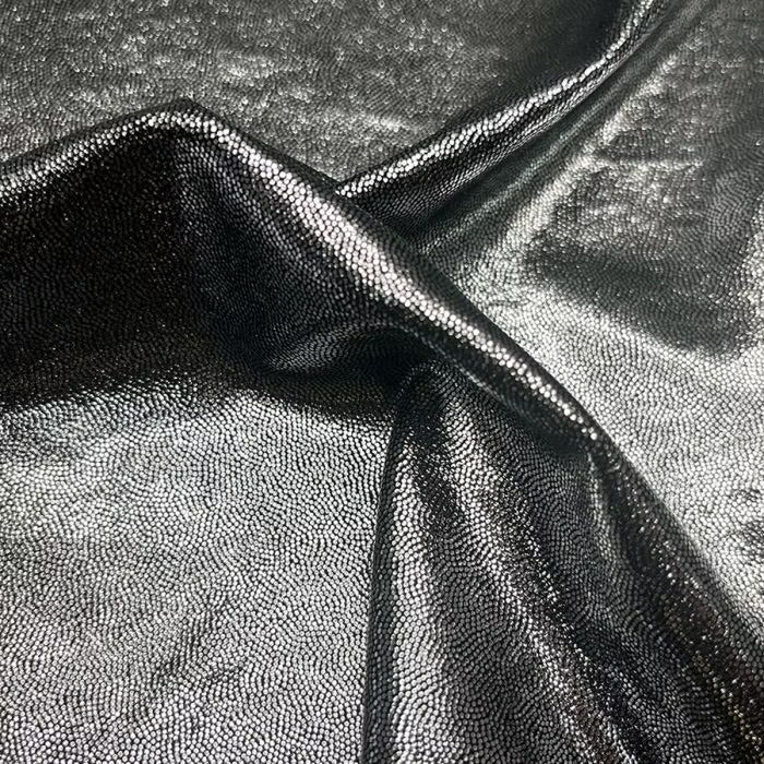 Metallic Shine Lycra – Silver On Black