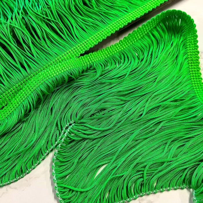 Stretch Tassel Fringe 15cm - Apple Green