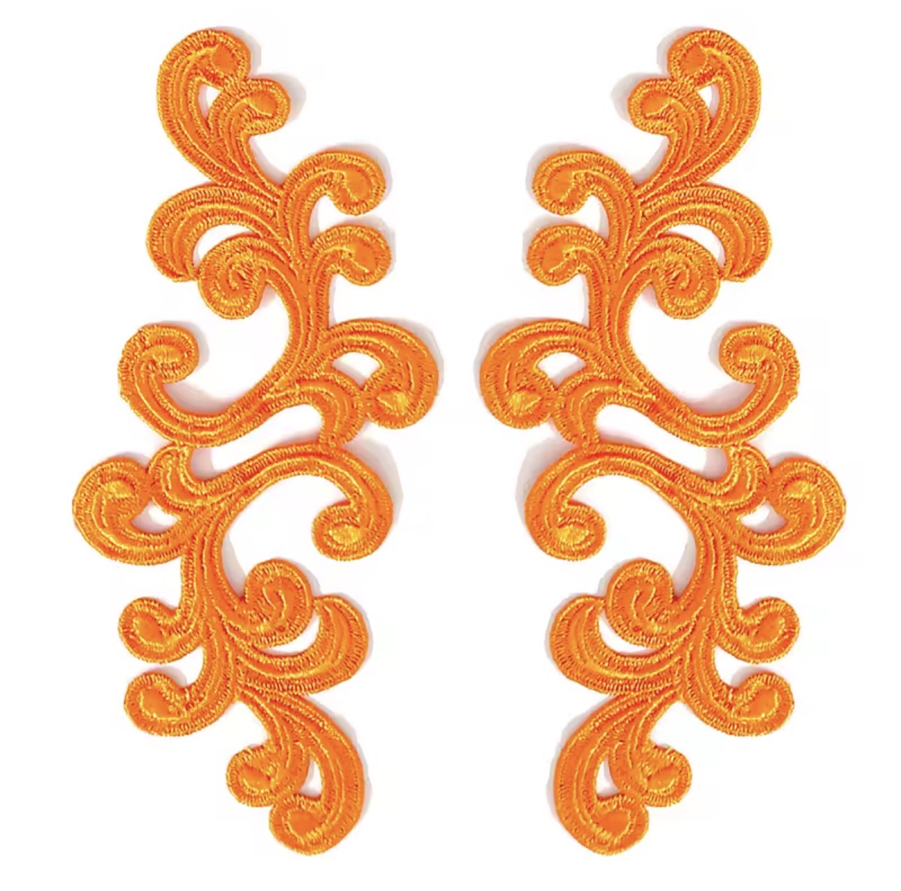Scroll Lace Appliqué Pair - Orange