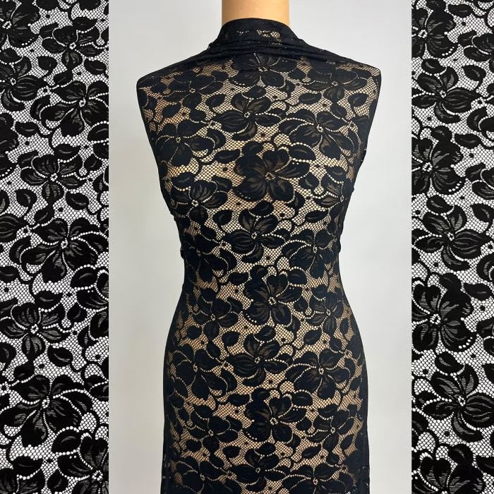 Florentina Stretch Lace - Black