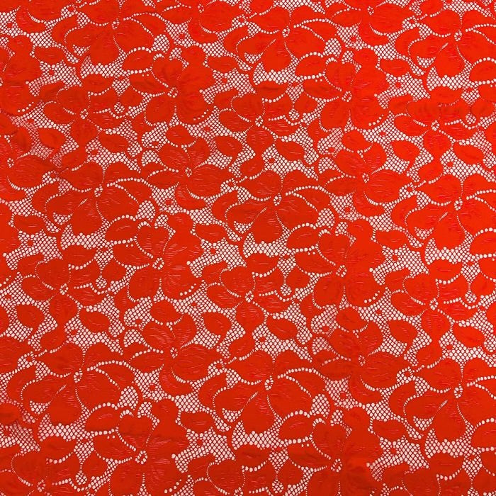 Florentina Stretch Lace - Fluorescent Red