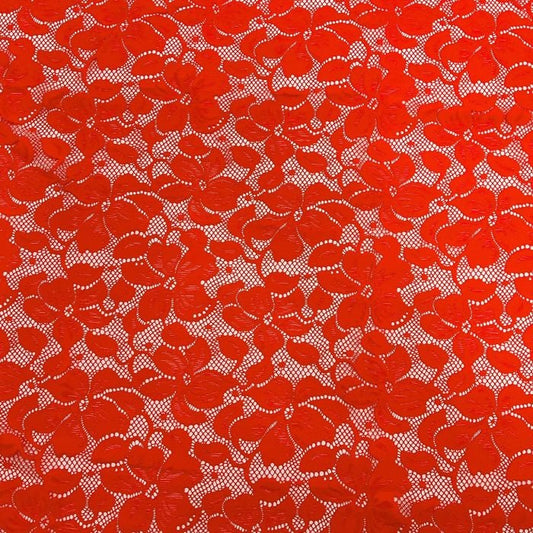 Florentina Stretch Lace - Fluorescent Red