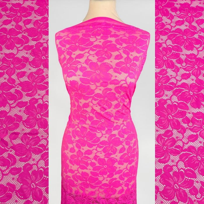 Florentina Stretch Lace - Pink Fizz