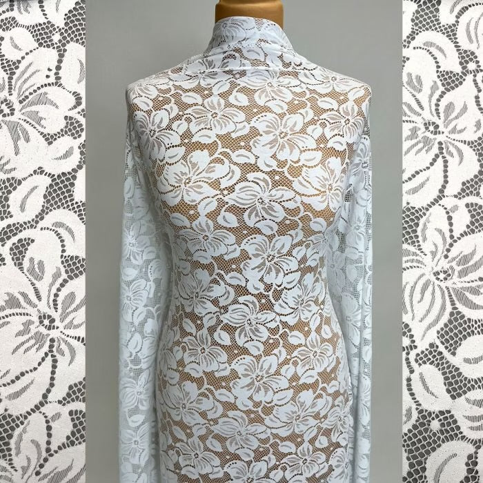 Florentina Stretch Lace - White