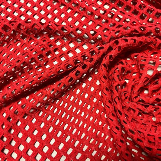 Stretch Fishnet Fabric - Red