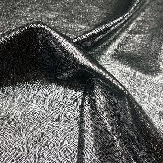 Metallic Shine Lycra – Silver On Black