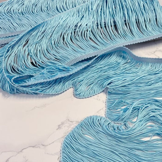 Stretch Tassel Fringe 15cm - Ice Blue