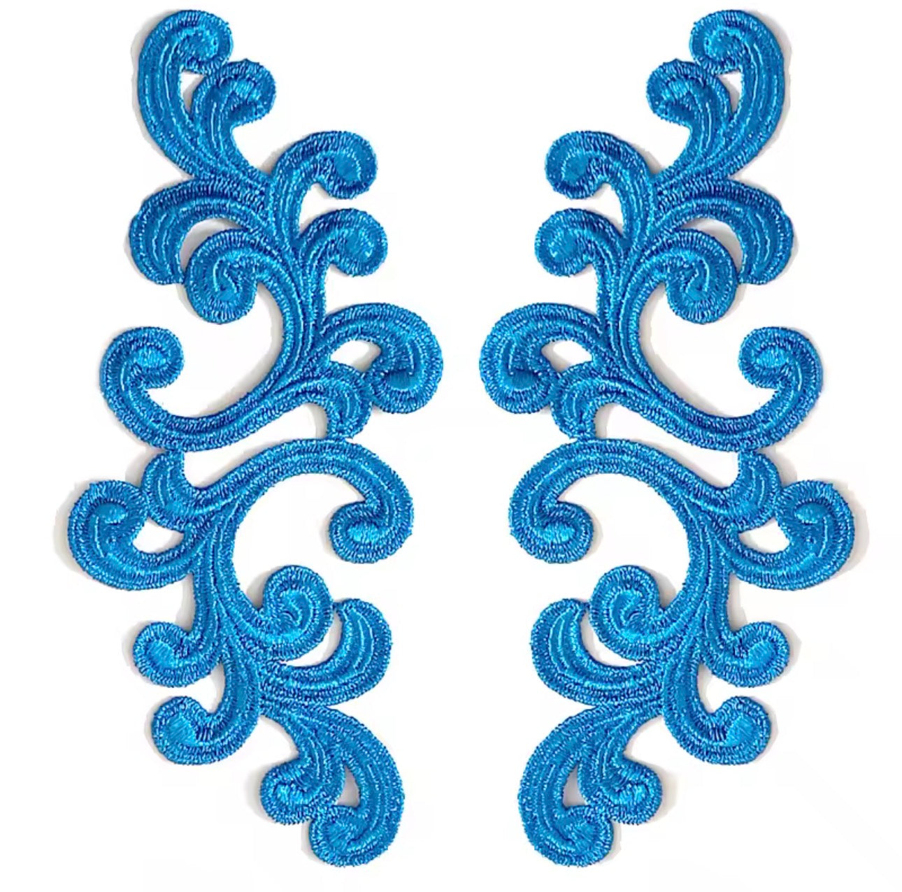 Scroll Lace Appliqué Pair - Blue Paradise